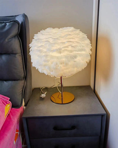 WOW Pretty Round Feather Table Night Lamp-wow8038