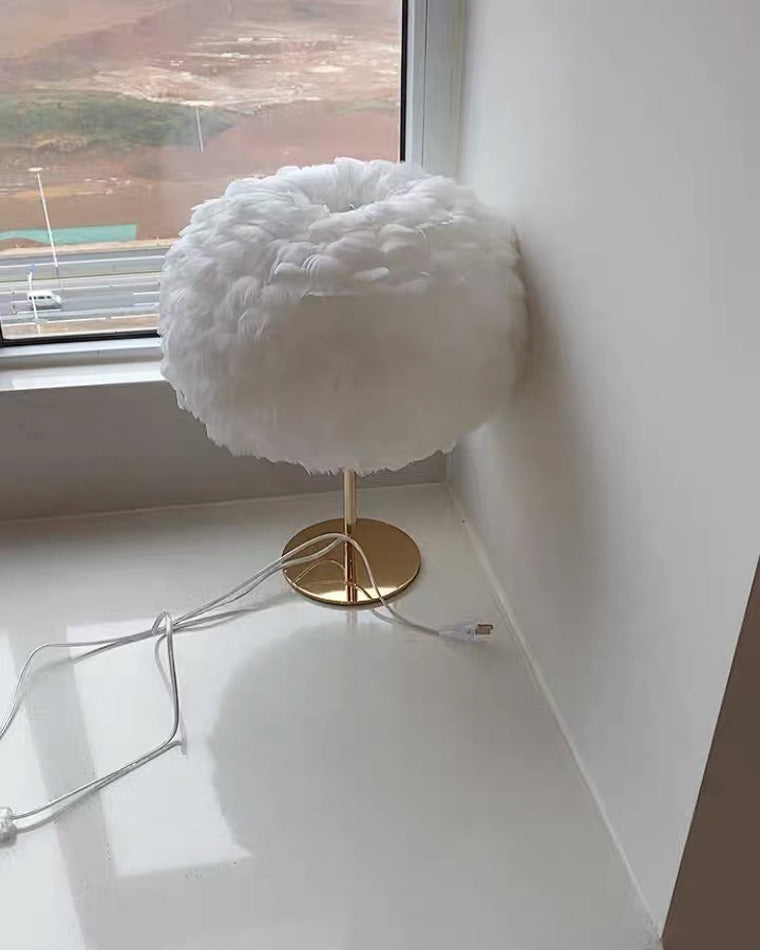 WOW Pretty Round Feather Table Night Lamp-wow8038