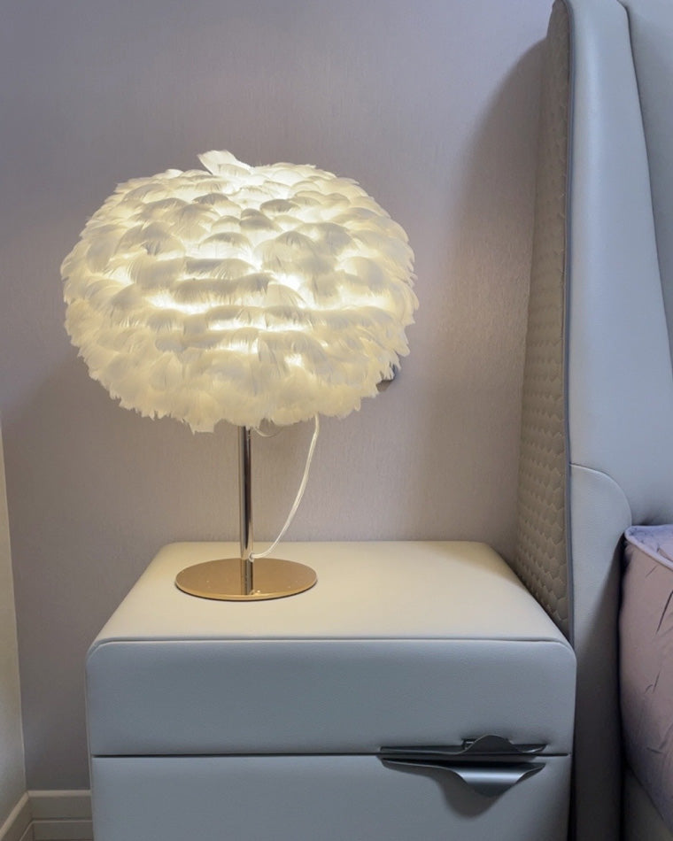 WOW Pretty Round Feather Table Night Lamp-wow8038