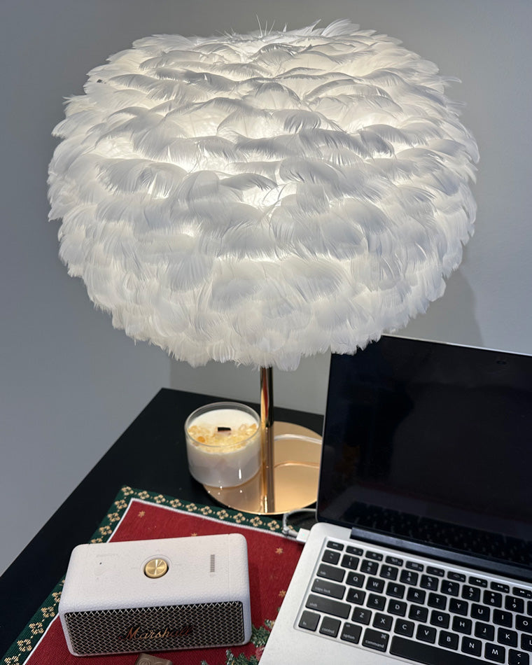 WOW Pretty Round Feather Table Night Lamp-wow8038