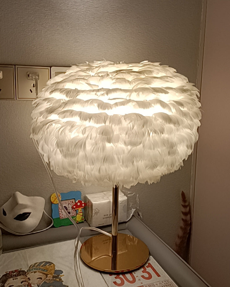 WOW Pretty Round Feather Table Night Lamp-wow8038