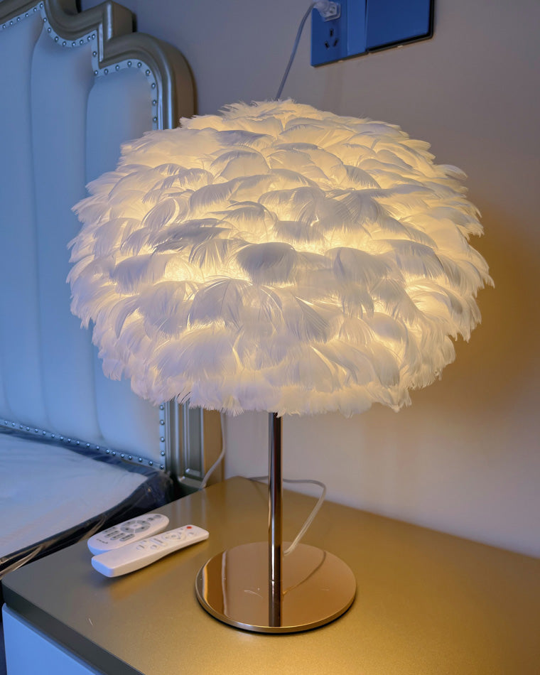 WOW Pretty Round Feather Table Night Lamp-wow8038