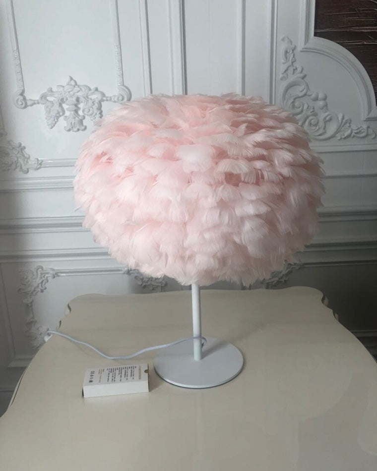 WOW Pretty Round Feather Table Night Lamp-wow8038