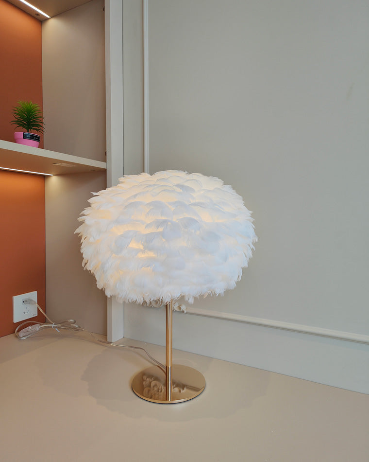 WOW Pretty Round Feather Table Night Lamp-wow8038