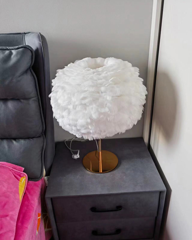 WOW Pretty Round Feather Table Night Lamp-wow8038