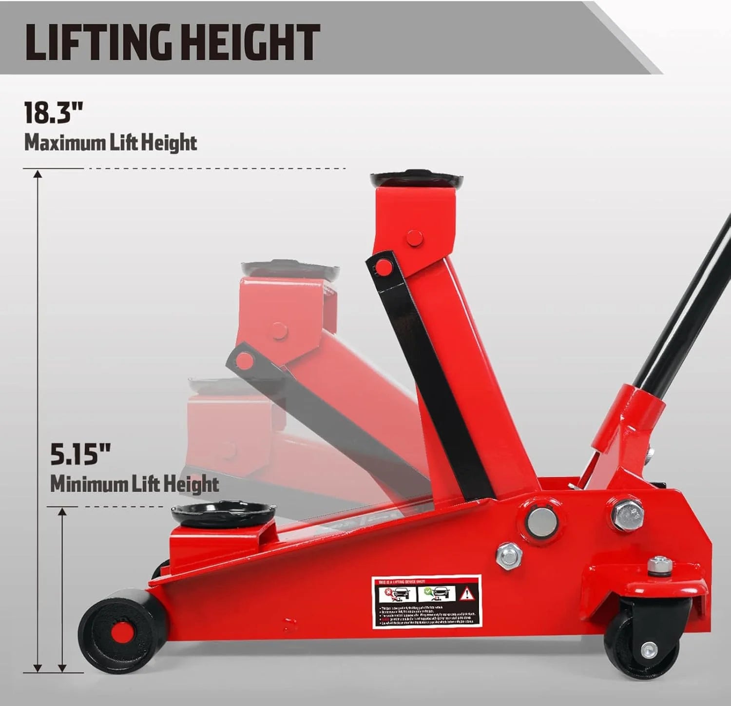 3 Ton Low Profile, Aluminum and Steel Racing Floor Jack with Dual Pistons Quick Lift Pump for Sport Utility Vehicle, Lifting Range 3-15/16
