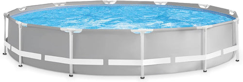 Above Ground Swimming Pool, 12' x 30", Prism Frame, Gray - Large Backyard Outdoor Round Summer Pool for Family, Easy Set Up, 24-Inch Deep Water