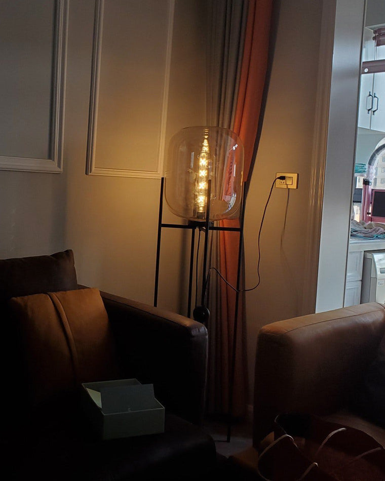 WOW Smoked Glass Lantern Floor Lamp-wow7015