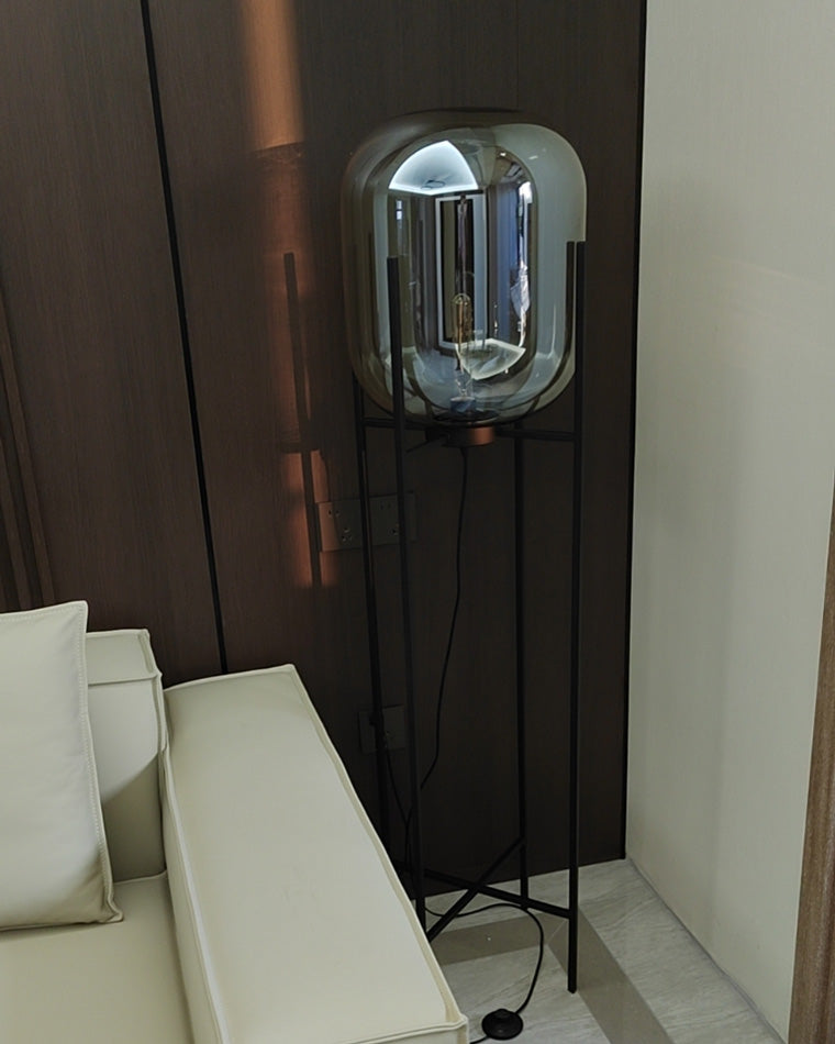 WOW Smoked Glass Lantern Floor Lamp-wow7015