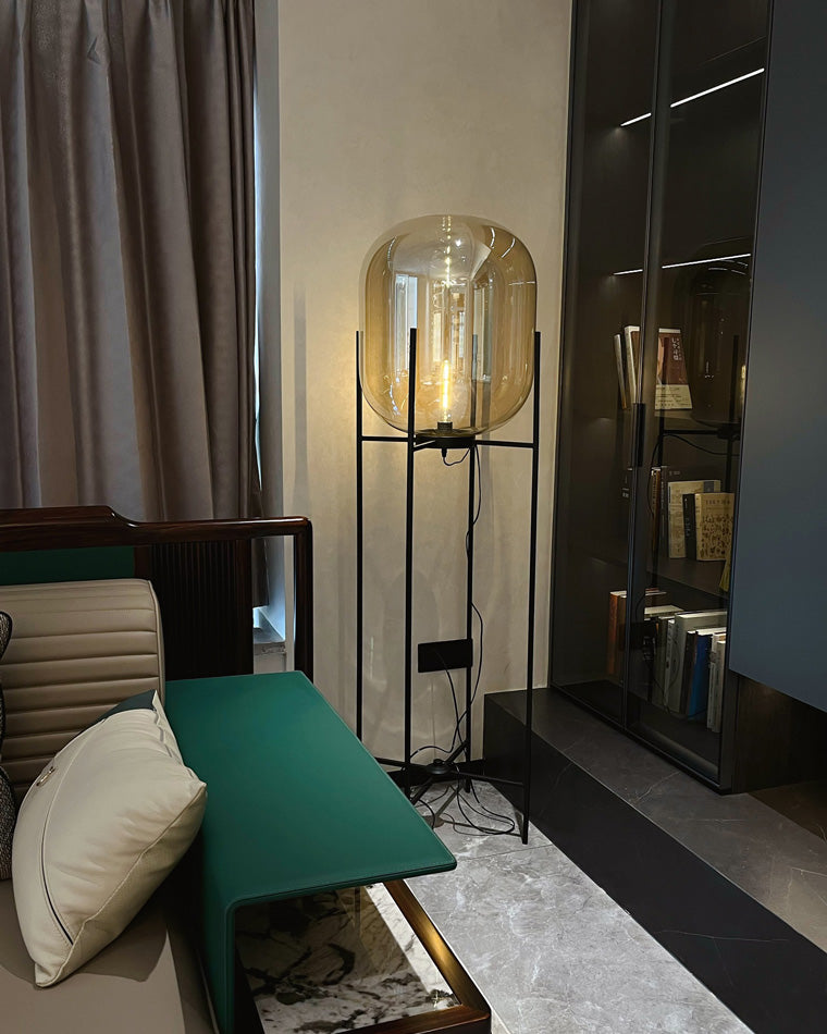 WOW Smoked Glass Lantern Floor Lamp-wow7015