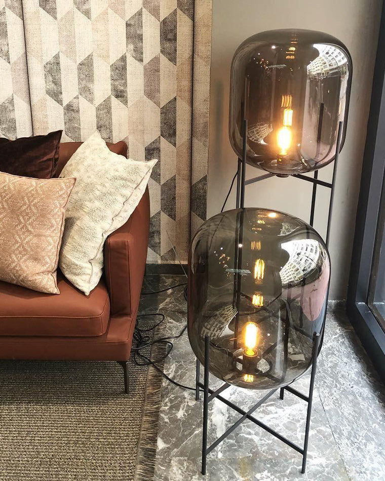 WOW Smoked Glass Lantern Floor Lamp-wow7015