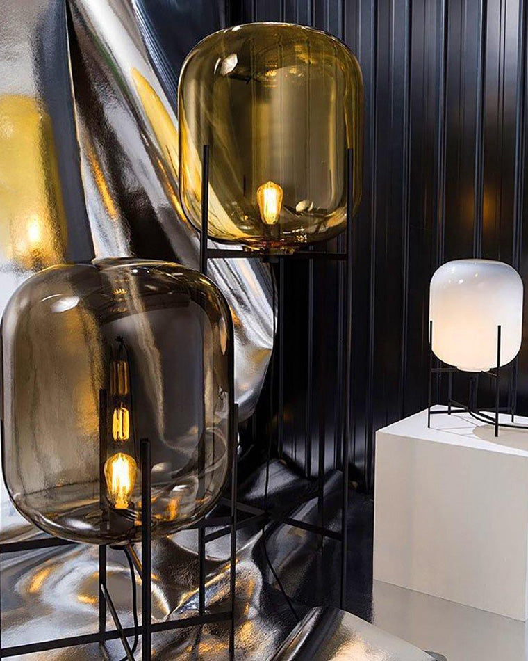 WOW Smoked Glass Lantern Floor Lamp-wow7015