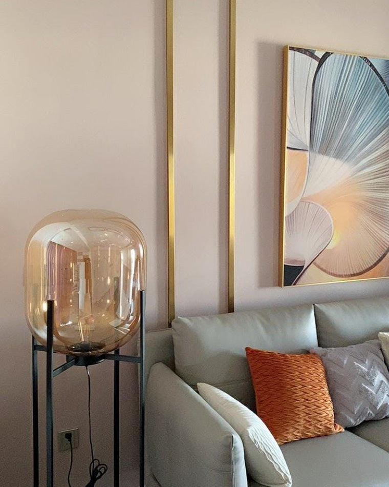 WOW Smoked Glass Lantern Floor Lamp-wow7015