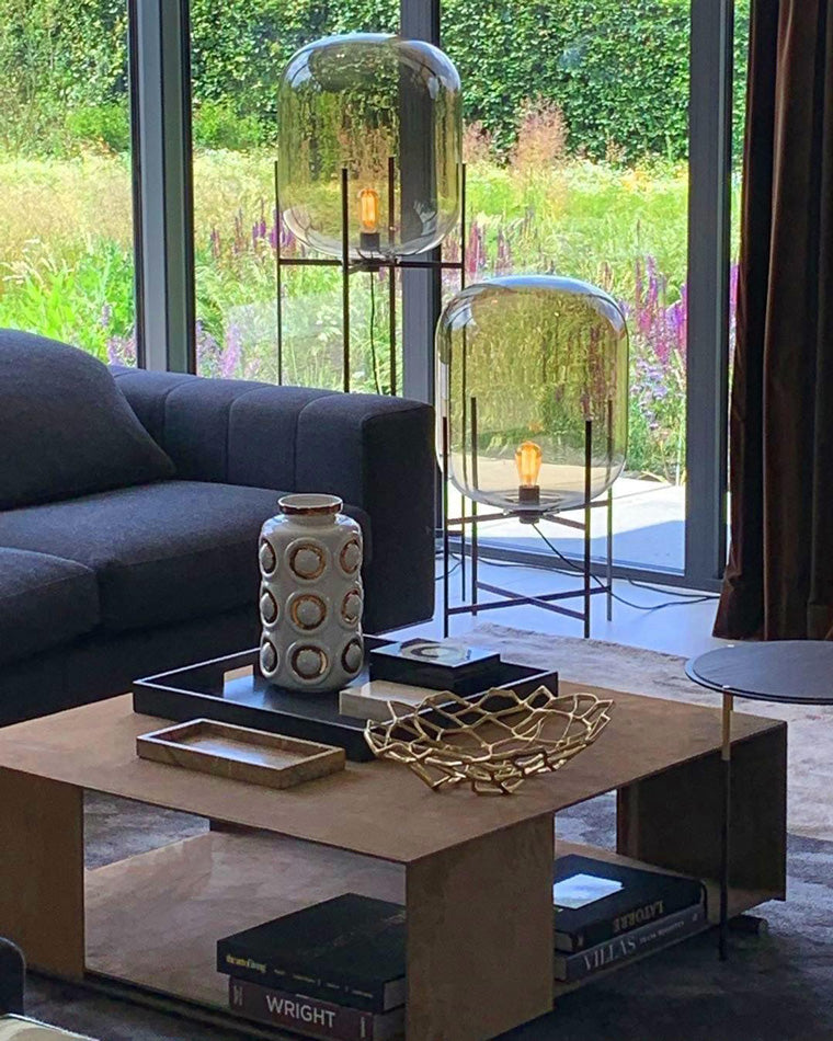 WOW Smoked Glass Lantern Floor Lamp-wow7015