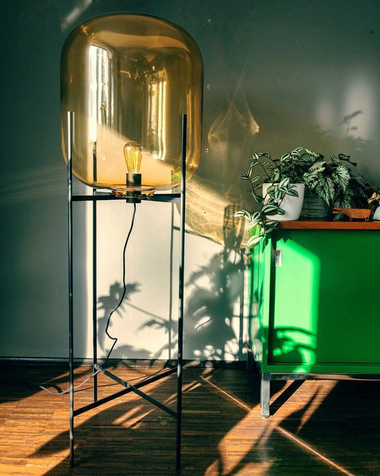 WOW Smoked Glass Lantern Floor Lamp-wow7015