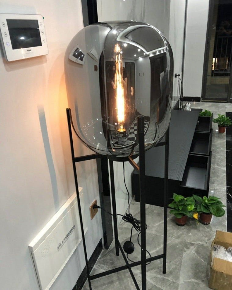 WOW Smoked Glass Lantern Floor Lamp-wow7015