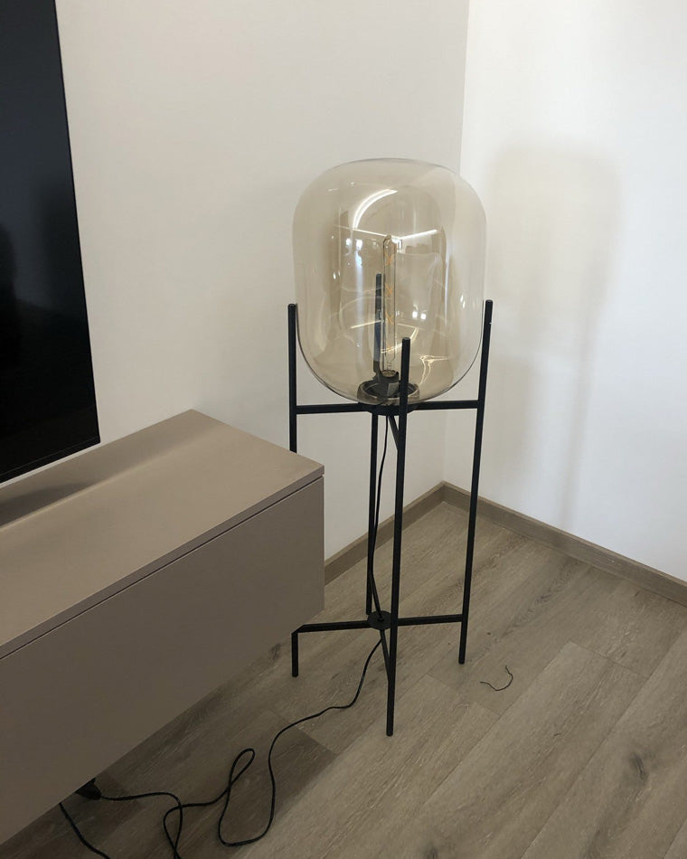 WOW Smoked Glass Lantern Floor Lamp-wow7015