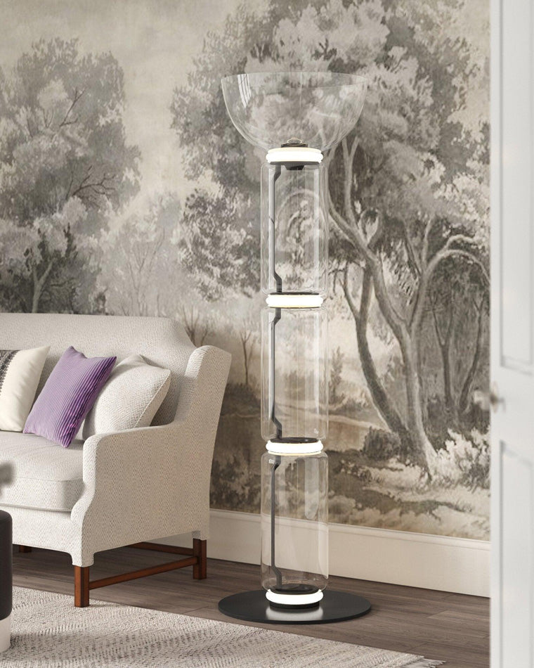 WOW Glass Column Torchiere Floor Lamp-wow7018