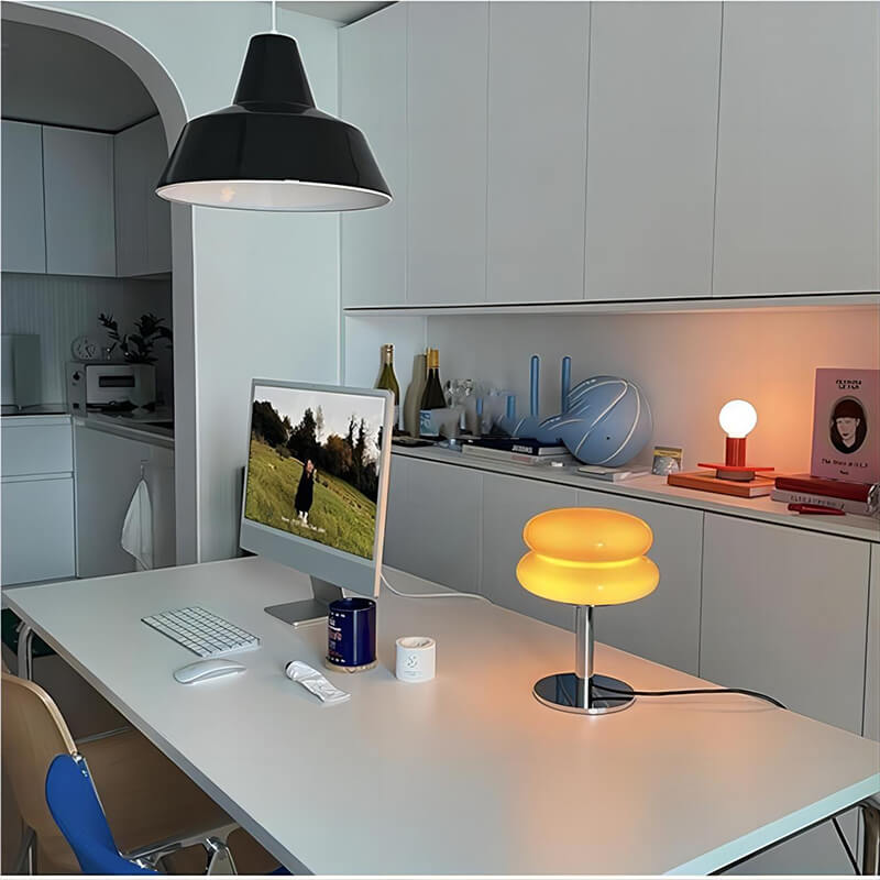 LED Cream Glass Table Lamp