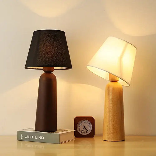 Solid Wood & Fabric Shade LED Table Lamp