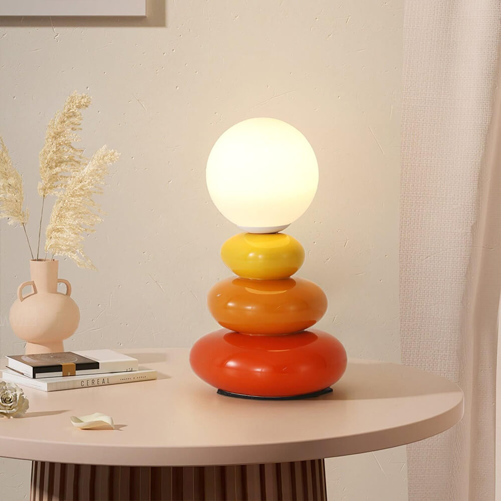 Cream Stacked Stone Creative Table Lamp