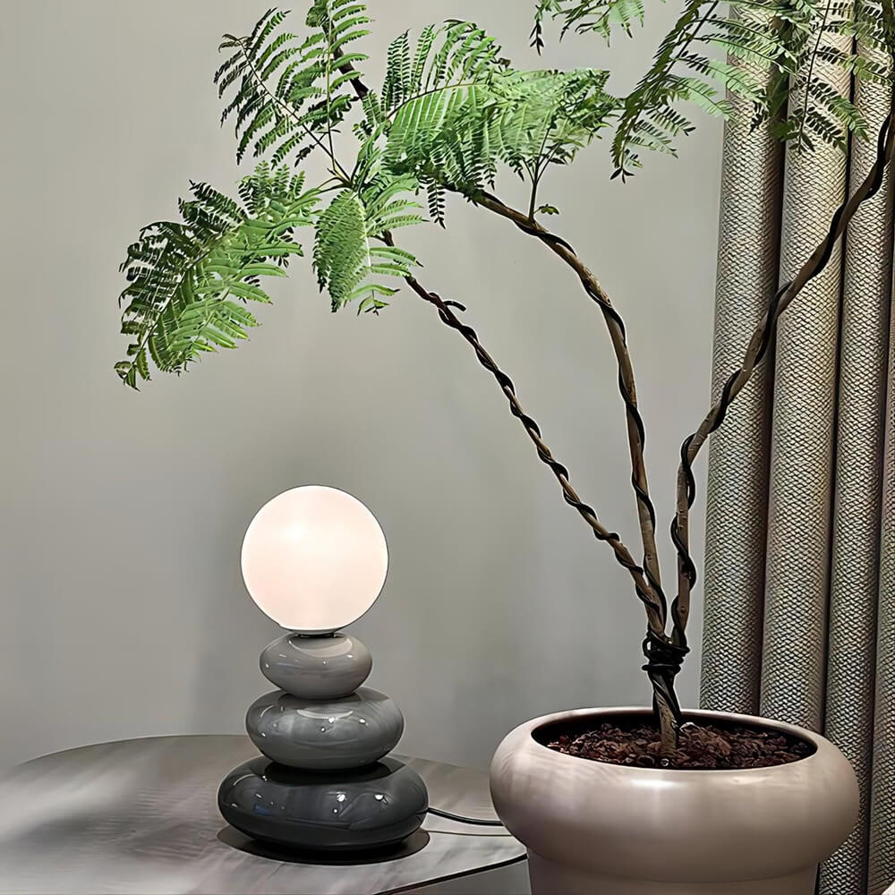 Cream Stacked Stone Creative Table Lamp