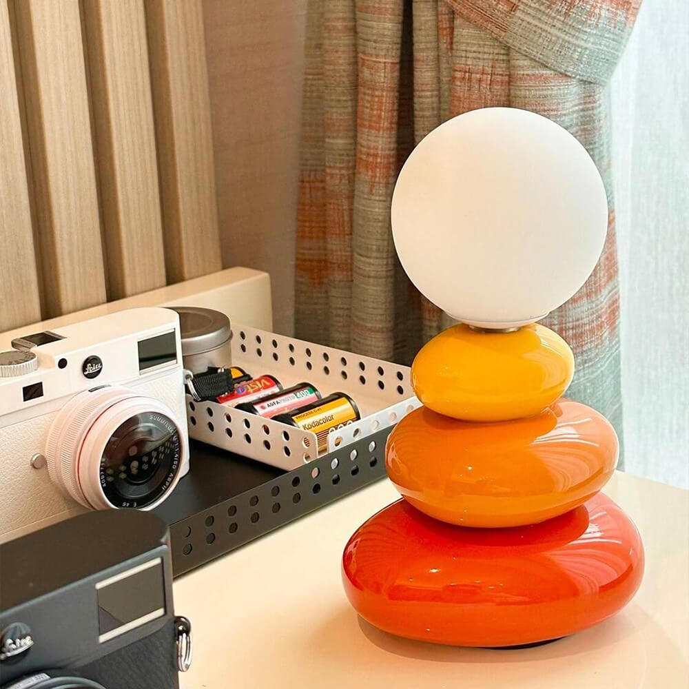 Cream Stacked Stone Creative Table Lamp