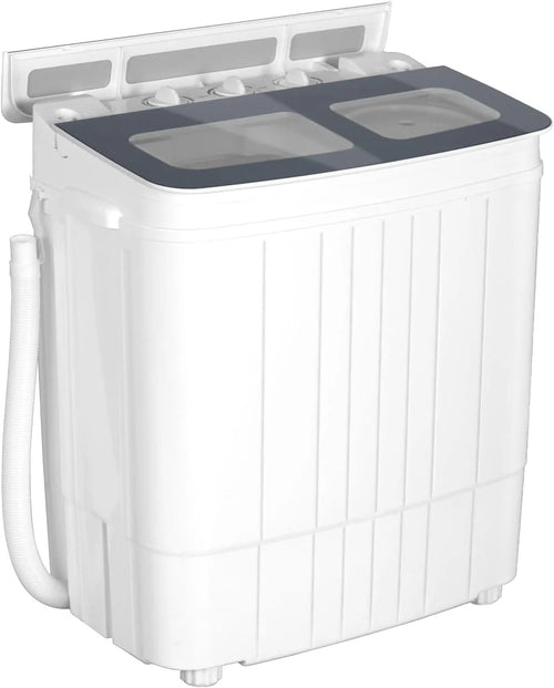 Portable Washing Machine - 14.5 lbs Mini Twin Tub Washer & Spin Dryer for Apartments, Dorms, RVs, Camping - Gray/Blue