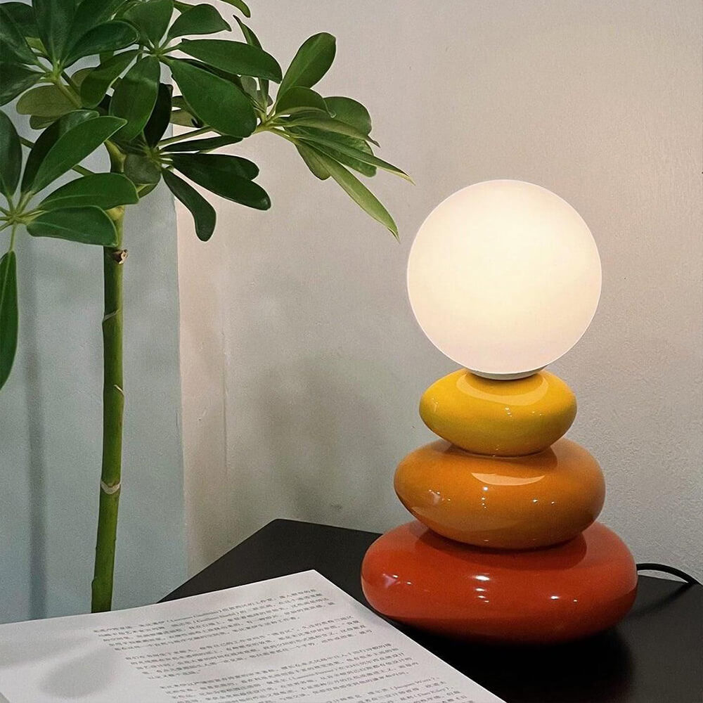 Cream Stacked Stone Creative Table Lamp