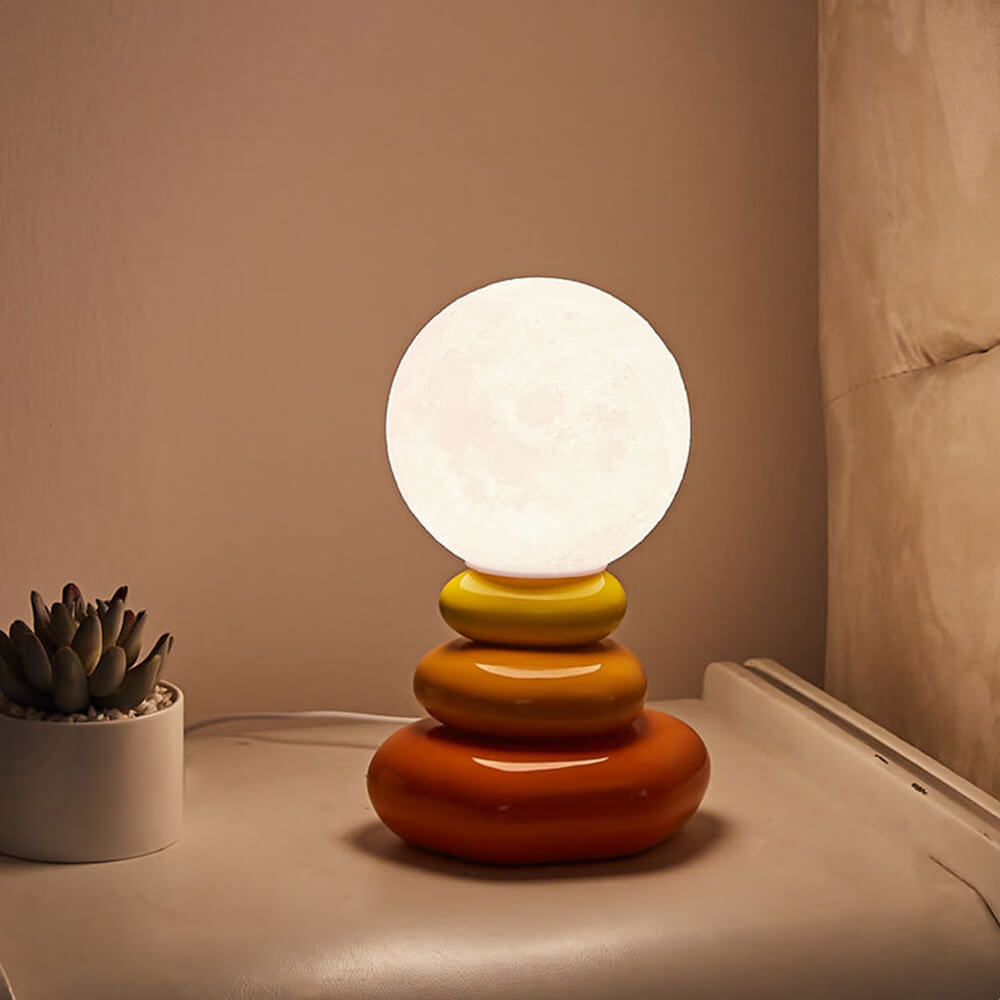 Cream Stacked Stone Creative Table Lamp