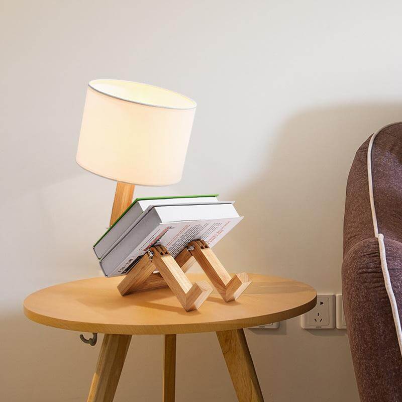 Creative Wooden Robot Table Lamp