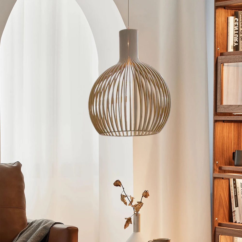 WOW Modern Wooden Pendant Light Fixture Nordic Creative Birdcage Chandelier