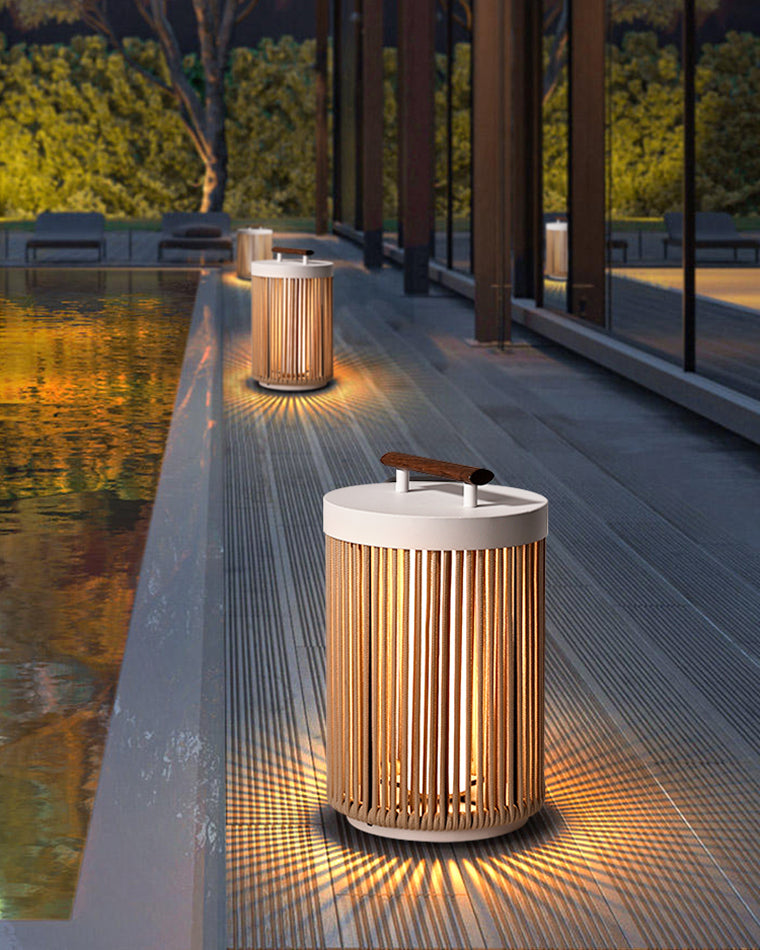 WOW Outdoor Solar Portable Wicker Lantern-wow9020