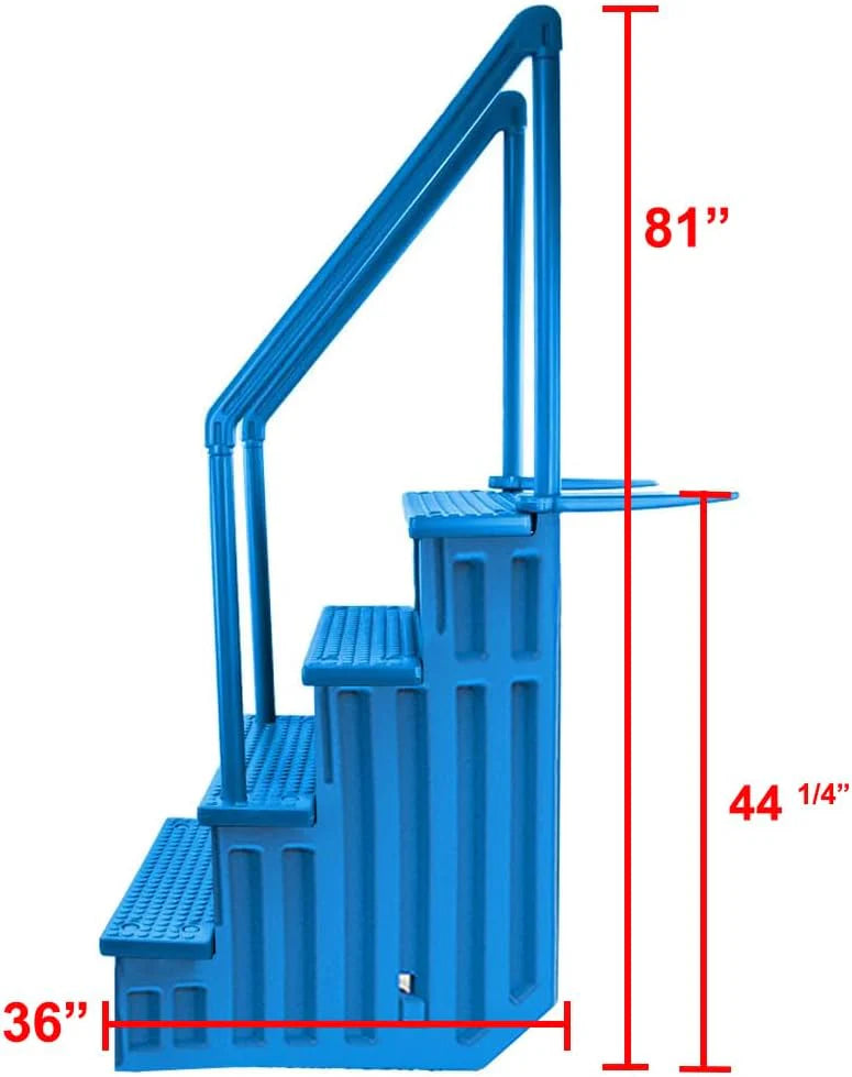 Select Anti-Slip in-Pool Steps | Gray | for Above Ground Swimming Pools | Can Mount to Decks 48