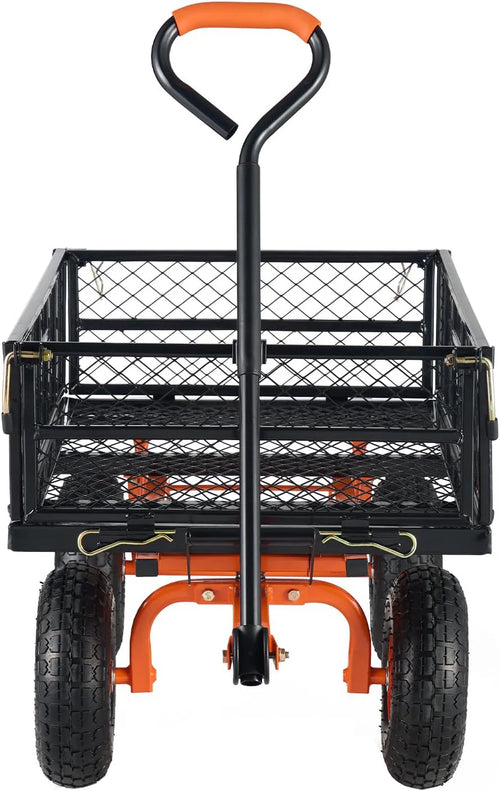Garden Dump Cart, Heavy Duty Garden Wagon Yard Dump Wagon with Removable Sides, Convert to Flatbed, Utility Liner, 10in All Terrain Wheels