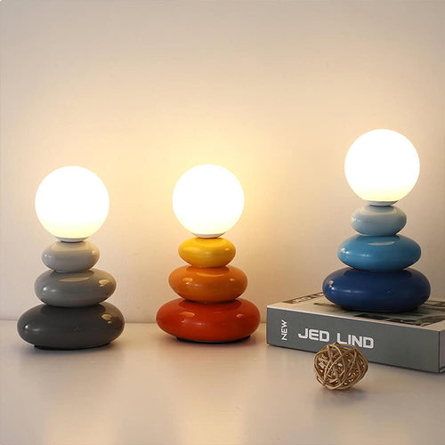 Cream Stacked Stone Creative Table Lamp