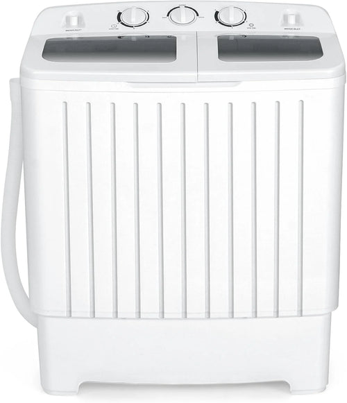 Portable Washing Machine, Twin Tub 20 Lbs Capacity, Washer(12 Lbs) and Spinner(8 Lbs), Durable Design, Timer Control, Compact Laundry Washer for RV, Apartments and Dorms, Grey+White