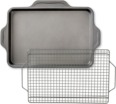 Nonstick Bakeware Set 10 Piece Oven Safe 450F Half Sheet, Cookie Sheet, Muffin Pan, Cooling & Baking Rack, Round Cake Pan, Loaf Pan, Baking Pan Grey