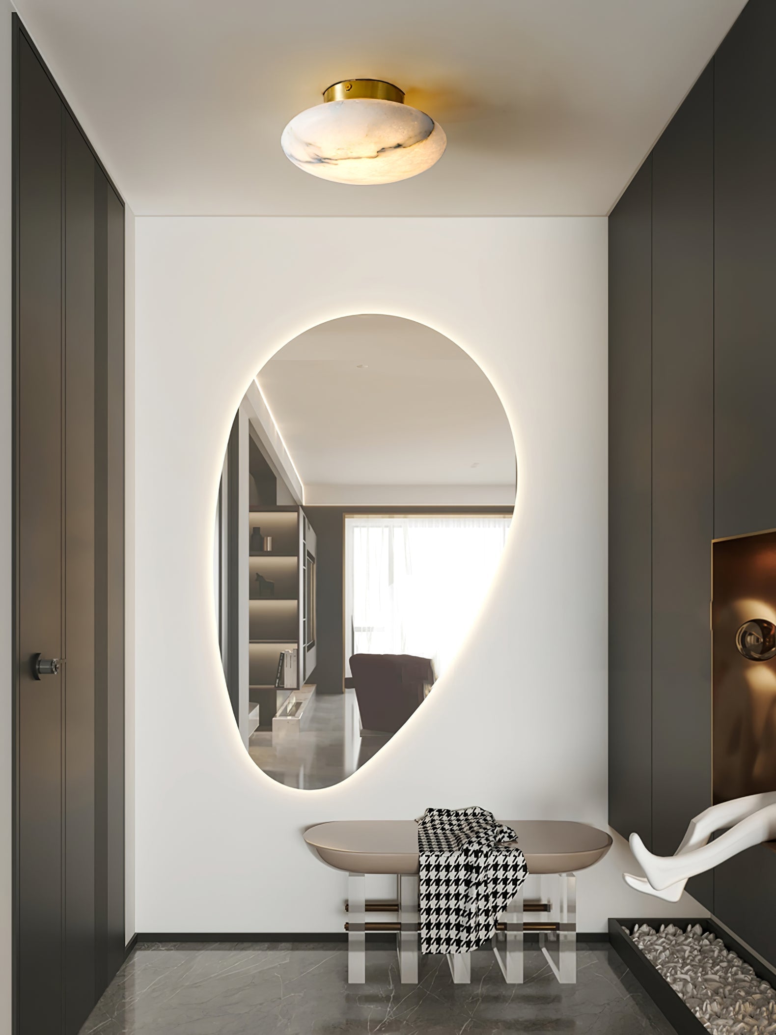 WOW Alabaster Oval Ceiling Lamp