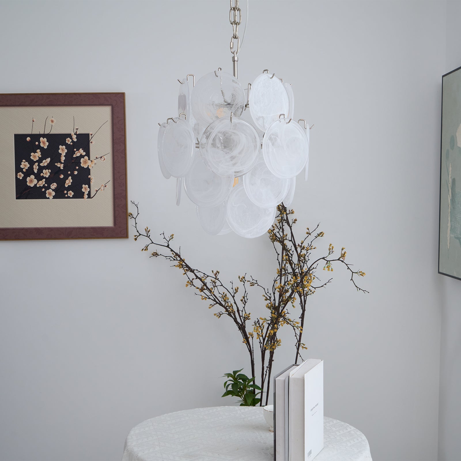 WOW Aqua White Glass Murano Gorgeous Chandelier-WOW5234