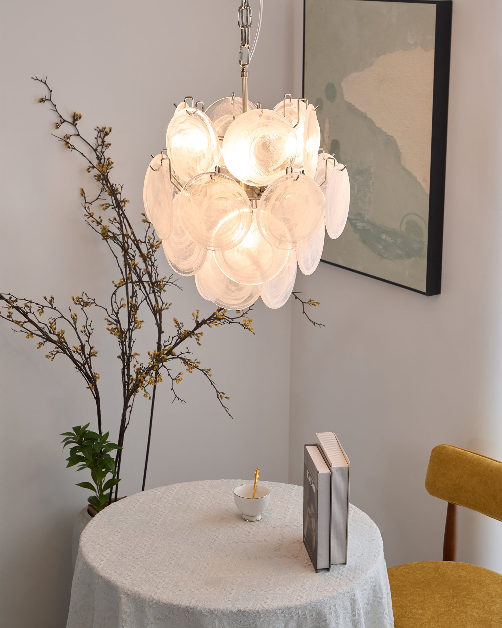 WOW Aqua White Glass Murano Gorgeous Chandelier-WOW5234