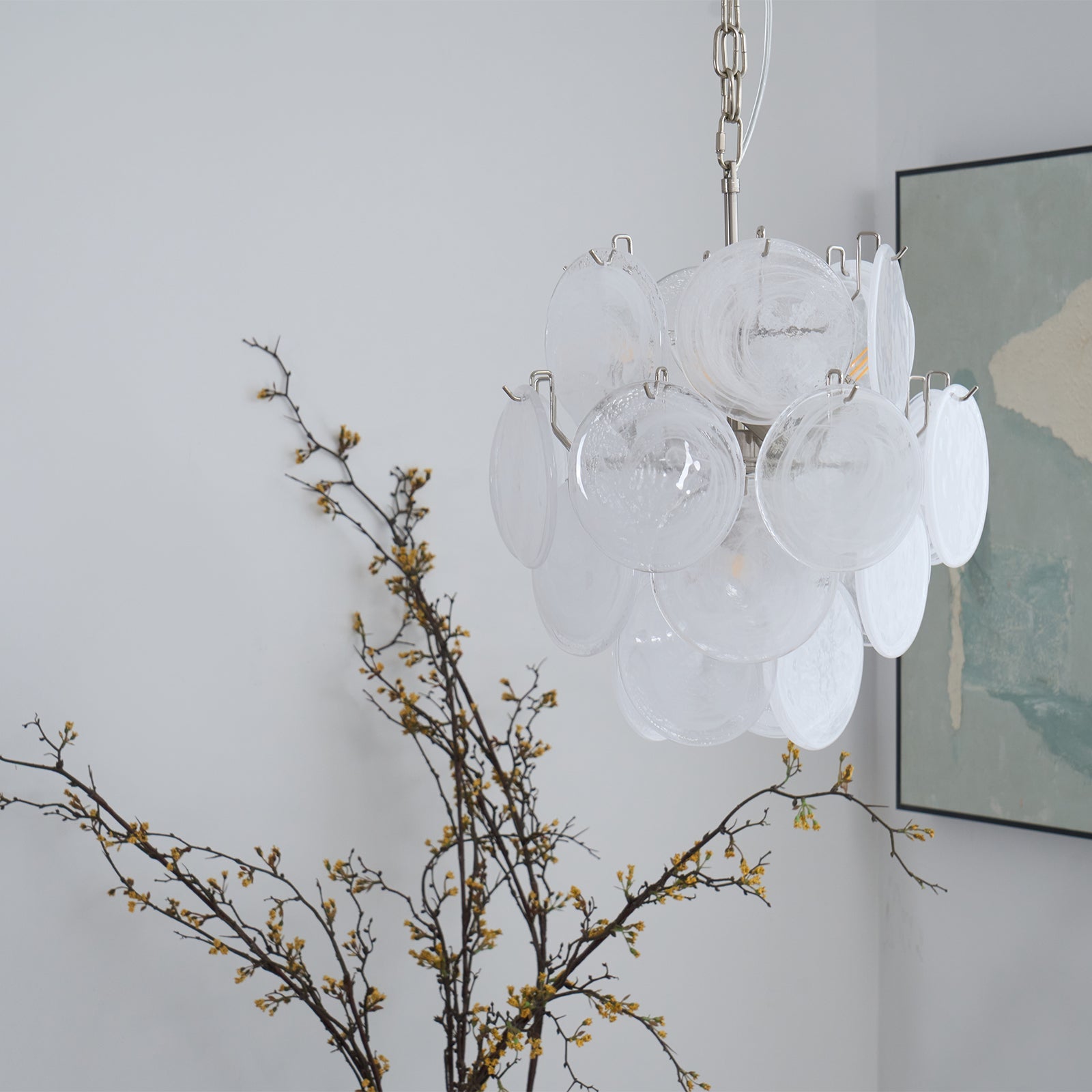 WOW Aqua White Glass Murano Gorgeous Chandelier-WOW5234