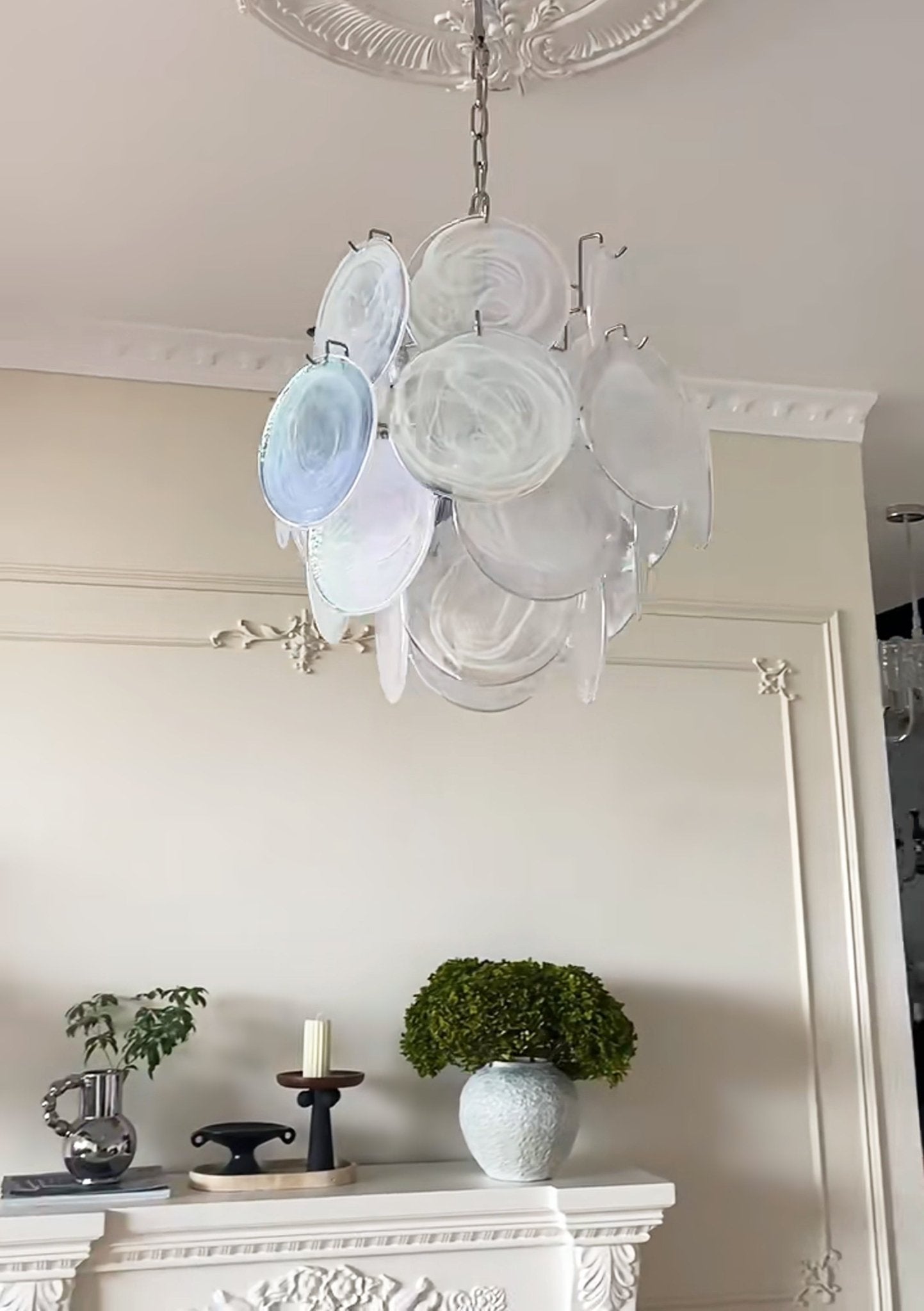 WOW Aqua White Glass Murano Gorgeous Chandelier-WOW5234
