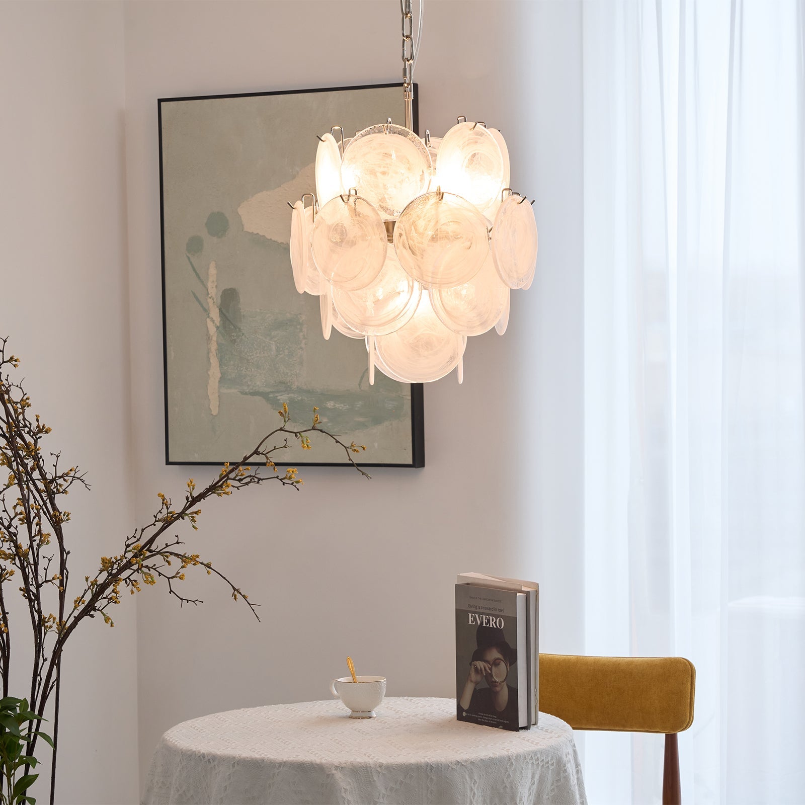 WOW Aqua White Glass Murano Gorgeous Chandelier-WOW5234