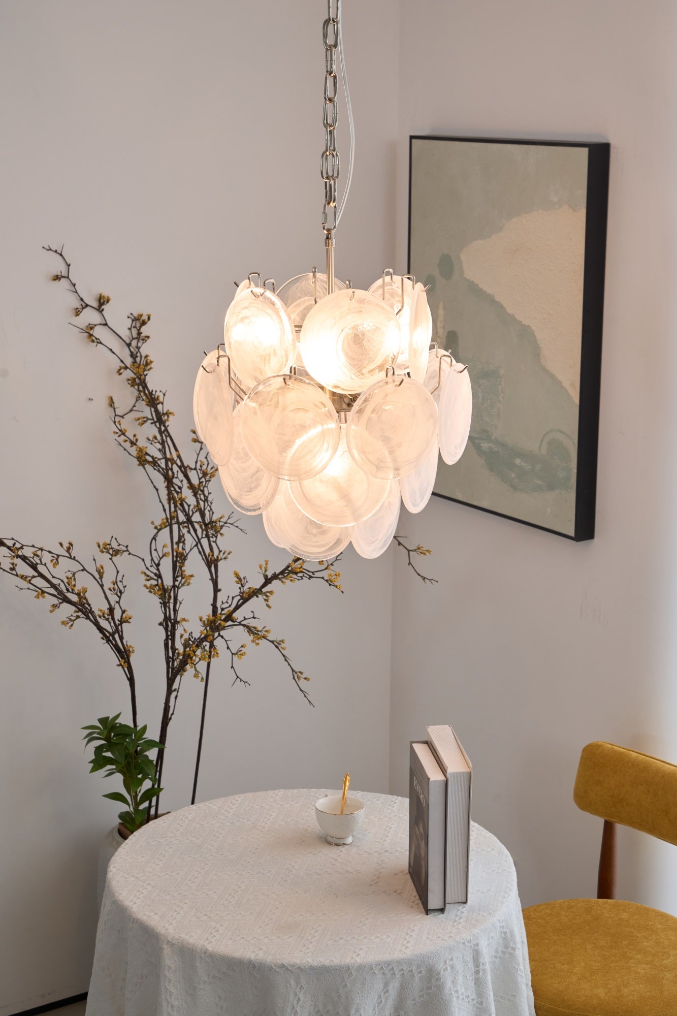 WOW Aqua White Glass Murano Gorgeous Chandelier-WOW5234