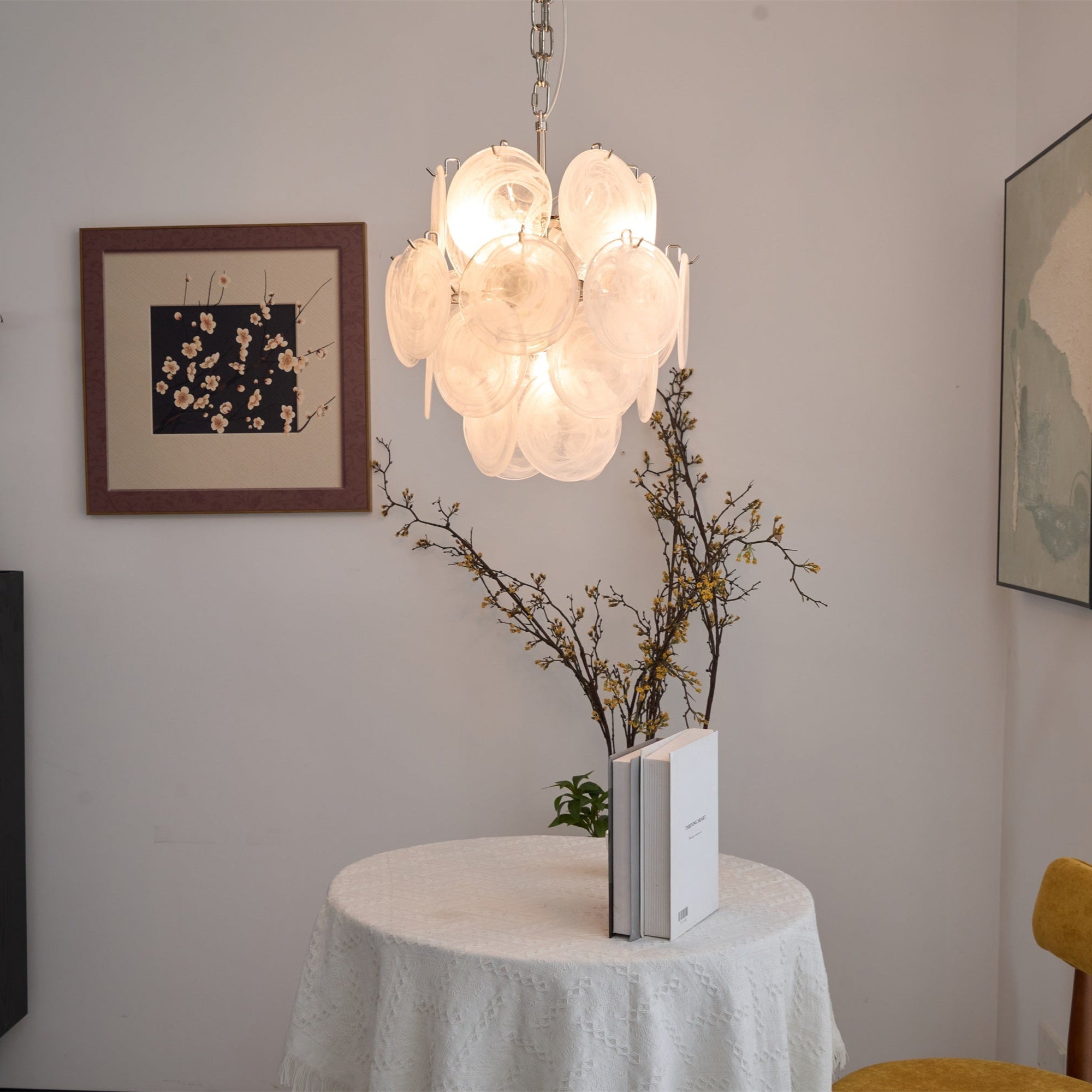 WOW Aqua White Glass Murano Gorgeous Chandelier-WOW5234