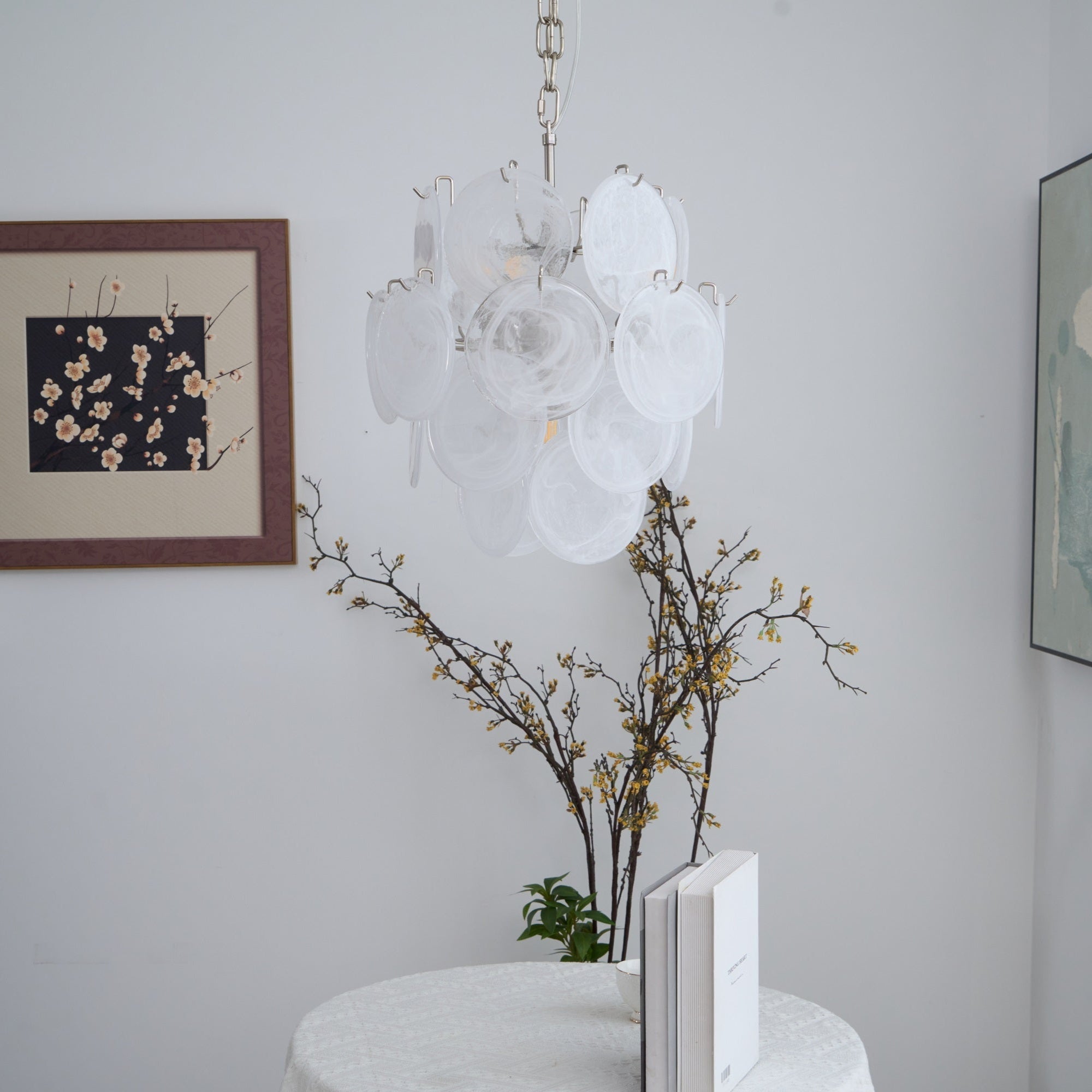 WOW Aqua White Glass Murano Gorgeous Chandelier-WOW5234