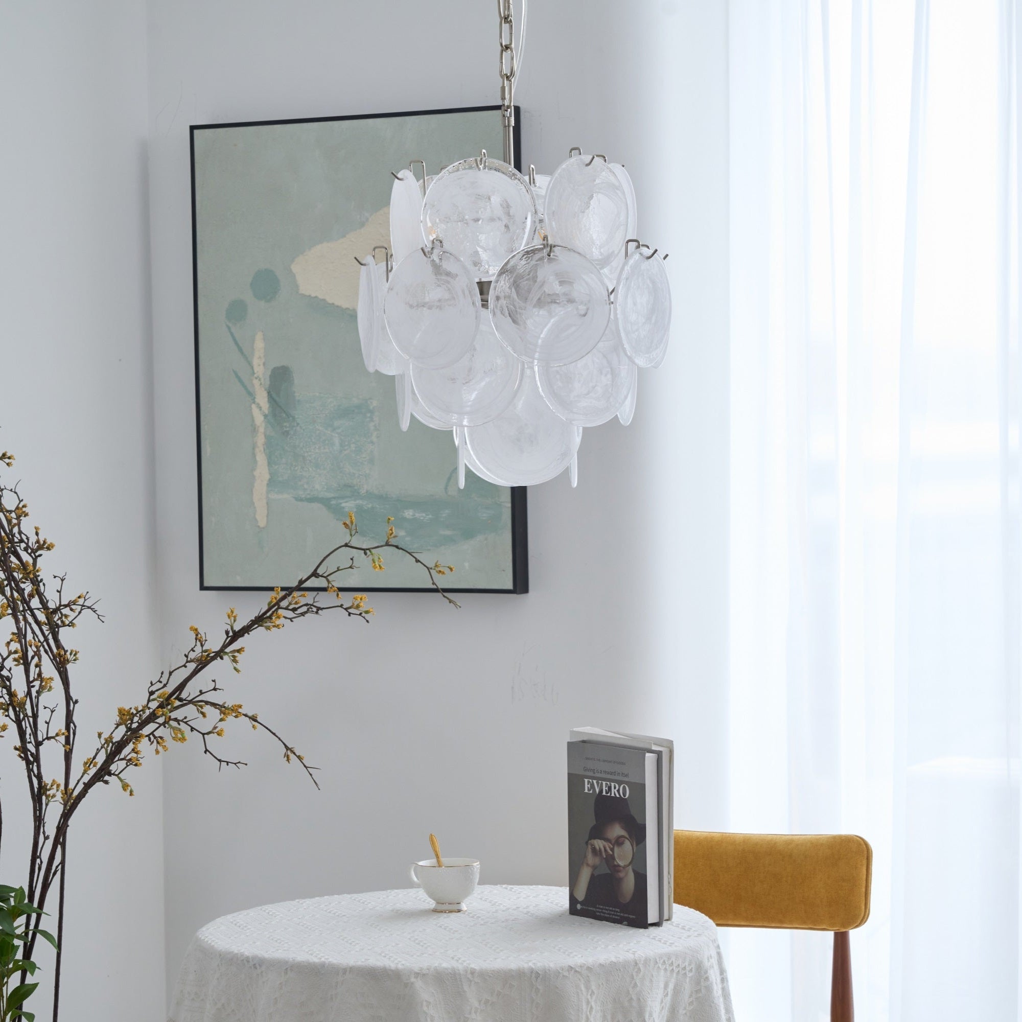 WOW Aqua White Glass Murano Gorgeous Chandelier-WOW5234