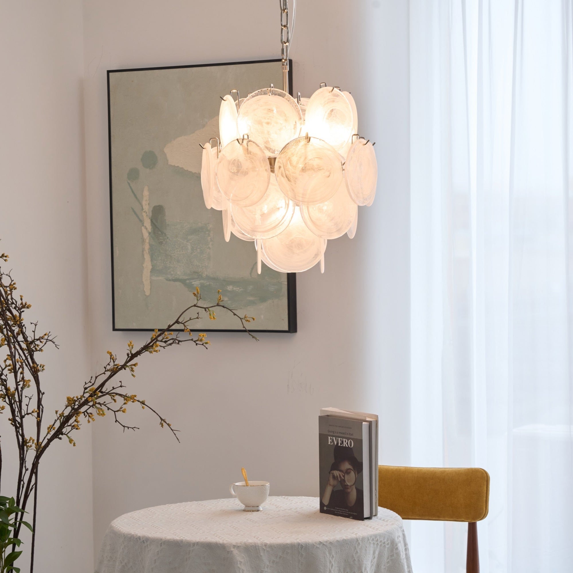 WOW Aqua White Glass Murano Gorgeous Chandelier-WOW5234