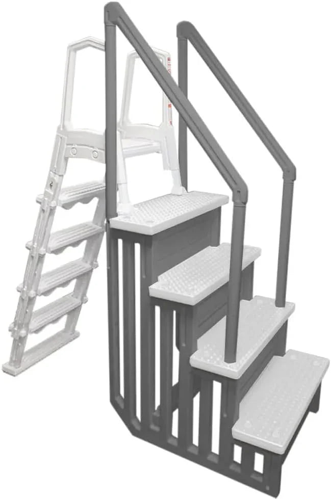 Select Anti-Slip in-Pool Steps | Gray | for Above Ground Swimming Pools | Can Mount to Decks 48